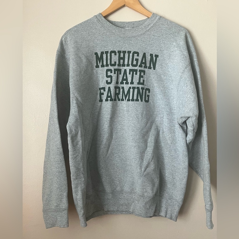 Michigan State Farming Sweatshirt Green Grey Women’s Size Large